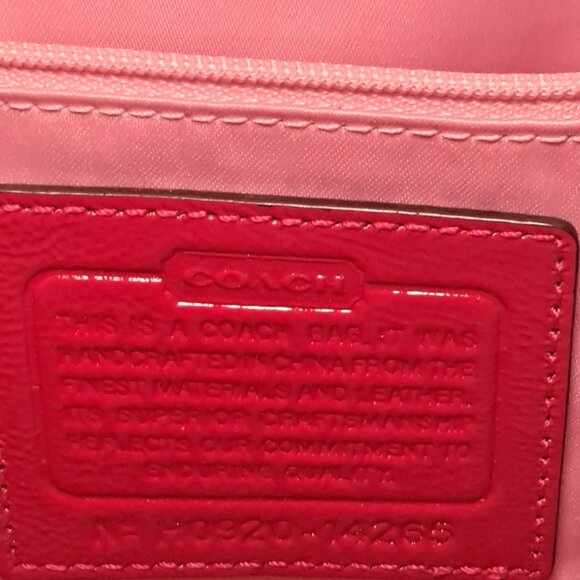 COACH Alex OP Signature Stitch Patent Leather Duffle Tote Pink Coral 14265 - Picture 6 of 6